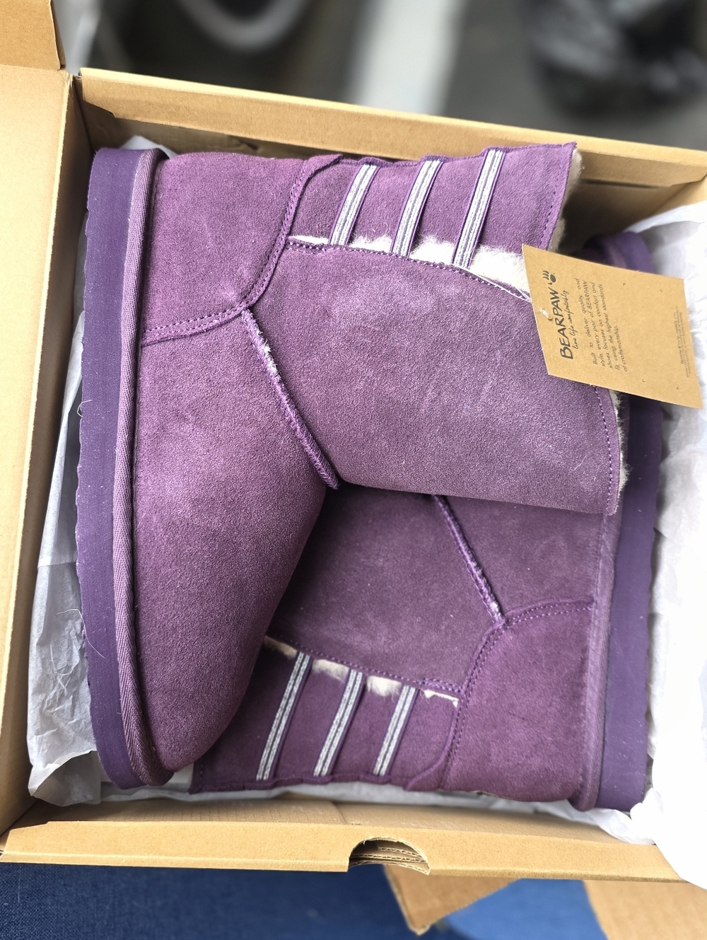 BearPaw Purple Shearling-Lined Suede Boots